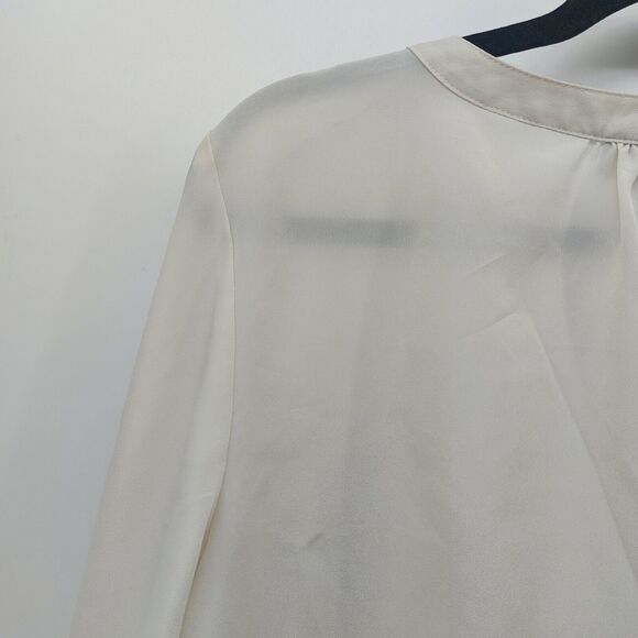 LOFT Factory women's sheer cream colored blouse top 3/4 sleeves Size Small - Picture 10 of 13
